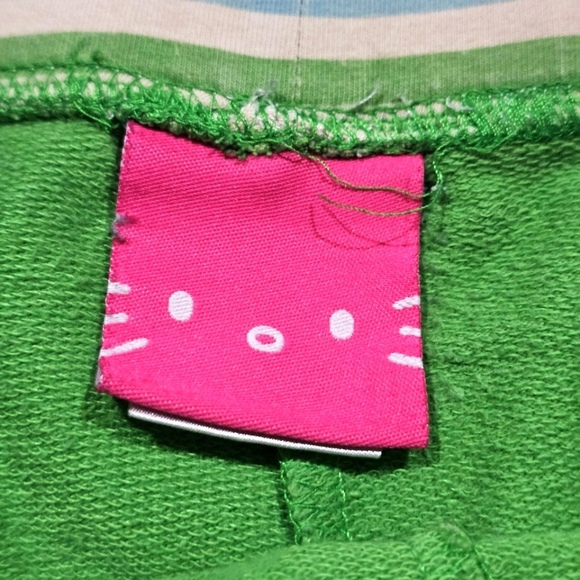 Sanrio Hello Kitty Girls Shorts Green Cinch Side Pulls Elastic Waist Striped 𝑀 - Picture 5 of 9